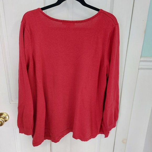 Basic Edition Plus Size Red Sweater with Embellished Neckline - Picture 2 of 7
